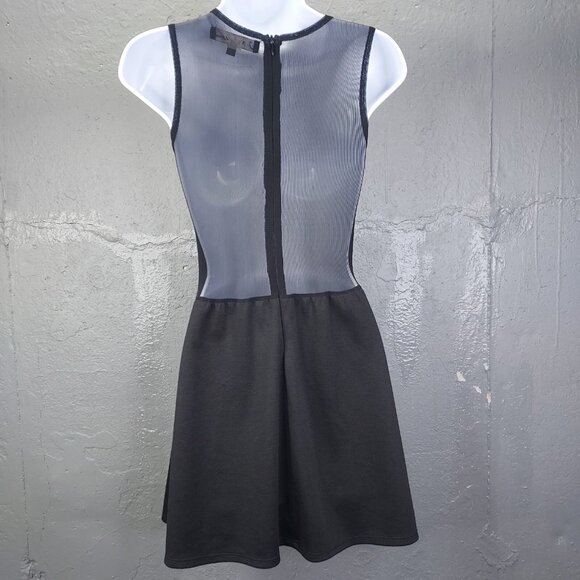 For Love & Lemons Lulu Mesh Skater Dress Women XS Mini Sleeveless Back Zip Black - Picture 5 of 12